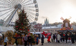 People visit the Christmas town in Kontraktova Square in Kyiv, Ukraine, on December 31, 20...