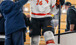 Luc Pelletier (26) of the Princeton Tigers exits the ice before an NCAA men's ice hockey g...