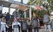 Supporters of the Indian National Congress in West Bengal hold a protest demonstration in...