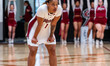 Aliya McIver of the Rider Broncs reacts during an NCAA women's basketball game at Alumni G...