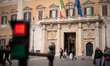 Palazzo Montecitorio, the seat of the Italian Chamber of Deputies, is seen with a traffic...