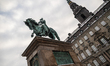 A view of the exterior of Christiansborg Palace, which houses the Danish parliament, is in...