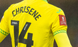 A detailed view of the FA Cup badge on the shirt of Ben Chrisene of Norwich City during th...