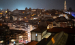 Night views of Porto are seen from the Mercure Porto Centro Santa Catarina hotel, with the...
