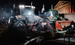 This photograph shows tractors parked in front of the National Assembly during a protest t...