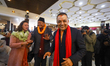 Gagan Kumar Thapa, wearing a red scarf, is the newly elected President of the Nepali Congr...