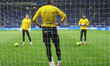 Dominik Livakovic, Vladyslav Krapyvtsov, and Paulo Gazzaniga train during the match betwee...