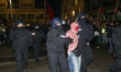 Police arrest a person at a Pro-Palestine demonstration in Leipzig, Saxony, on January 17,...