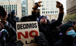 Demonstrators gather for a rally organized by Jake Lang, a participant in the January 6, 2...