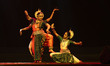 Artists perform Odissi classical dance during a cultural evening program at Shilpgram Moho...