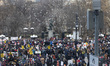 Thousands of protesters gather in Union Square, on January 23, 2026, to express solidarity...
