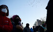 Demonstrators gather at a memorial in south Minneapolis, Minnesota, on January 24, 2026, a...