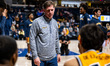 Zach Spiker, the head coach of the Drexel Dragons, is present before an NCAA men's basketb...