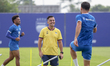 Persib Bandung physical trainer Miro Petric provides a training program on the companion f...
