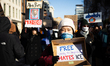 Demonstrators protest the actions of U.S. Immigrations and Customs Enforcement (ICE) and t...