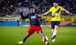 Excelsior Rotterdam forward Jerolldino Bergraaf and NAC Breda defender Leo Greiml play dur...
