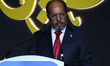 Somalia's President Hassan Sheikh Mohamud delivers the opening keynote speech during the 1...