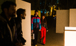 People visit a light installation on the first day of the Llum BCN festival in Barcelona,...