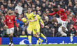 Kobbie Mainoo #37 of Manchester United F.C. controls the ball during the Premier League ma...