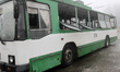 A trolleybus is damaged by a Russian drone strike at a depot in Dnipro, Ukraine, on Februa...