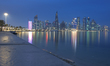 DOHA, QATAR – FEBRUARY 7: The skyline of Doha’s West Bay business district is seen at sun...