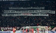 Supporters display a banner for FC Twente during the match between FC Twente Enschede and...