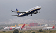 A Ryanair Boeing 737 MAX 8-200 takes off from Barcelona-El Prat Airport in Barcelona, Spai...