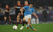 Antonio Vergara of Napoli scores their first goal during the Coppa Italia quarter-final ma...