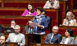 Catherine Hervieu, deputy of the Ecologiste et Social parliamentary group, speaks during a...