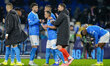Players of SSC Napoli look dejected at the end of the Coppa Italia match between SSC Napol...