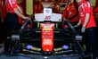 Charles Leclerc of the Scuderia Ferrari HP F1 Team car is inside the garage during Testing...