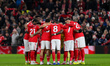 Forest players huddle ahead of the Premier League match between Nottingham Forest and Wolv...