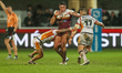 There is no way through for Chris Pataulo during the BetFred Super League match between Ca...
