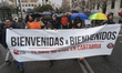 A banner with the slogan ''Welcome, hate has no place in Cantabria'' begins the demonstrat...