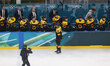 In Milan, Italy, on February 15, 2026, STUTZLE Tim scores a goal during the ice hockey mat...