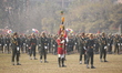 In Kathmandu, Nepal, on February 19, 2026, Nepali security personnel march during a ceremo...