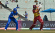 Brandon King of the West Indies is in action during match 37 of the T20 World Cup between...