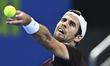 Karen Khachanov of Russia competes against Carlos Alcaraz of Spain in the quarterfinal at...
