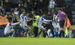 Yuki Ohashi #23 of Blackburn Rovers celebrates his goal with teammates during the Sky Bet...