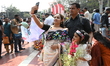 People pay tribute at Shaheed Minar on International Mother Language Day in Dhaka, Banglad...