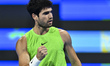 Carlos Alcaraz of Spain competes against Arthur Fils of France in the final at the ATP men...