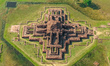 An aerial view shows the ancient ruins of Somapura Mahavihara in Naogaon, Bangladesh, on D...