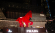 A Prada Triangle Fire horse illuminates in front of IFC mall during the Chinese Lunar New...