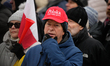 People rally at the Presidential Palace in Warsaw, Poland on 21 February, 2026. Polish opp...