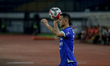 Eliano Reijnders takes a throw-in during the Persib Bandung vs Madura United match in the...
