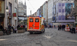 An ambulance of the Munich emergency medical service drives through the city center on The...