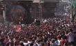 Revelers gather at Basantapur Durbar Square in Kathmandu, Nepal, on March 2, 2026. Foreign...