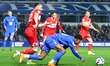 Demarai Gray of Birmingham City goes down as he is challenged by Luke Ayling of Middlesbro...