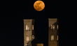 A Blood Moon appears over the towers of Molfetta Cathedral in Molfetta, Italy, on March 3,...