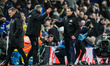 Regis Le Bris, manager of Sunderland, celebrates the win as the full-time whistle blows. L...